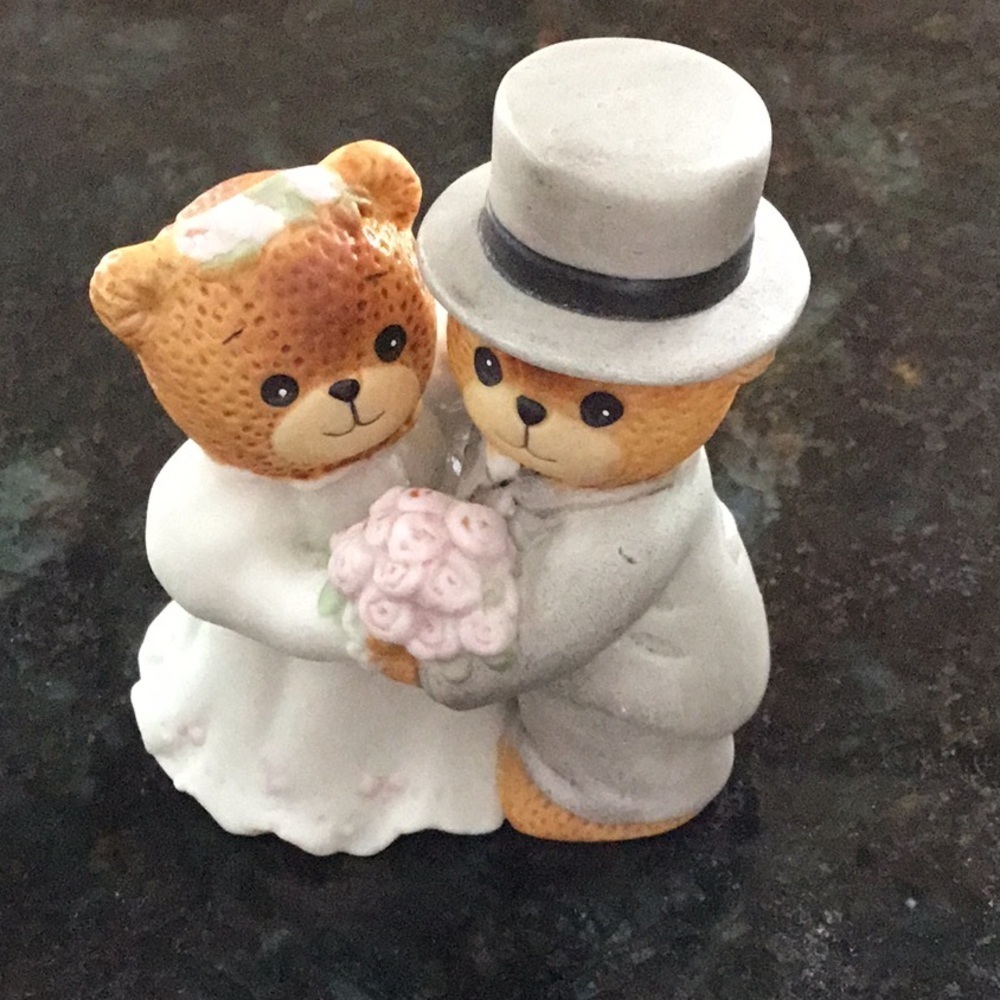 Vintage Enesco Teddy bear wedding figurine